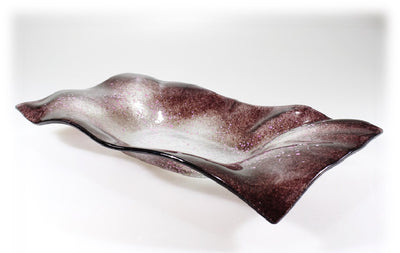 Skleněná lehaná mísa VALENCE fialová 42x22cm