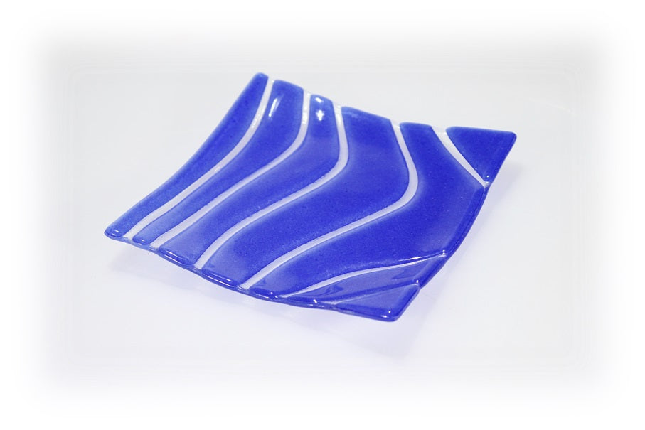 Skleněná dekorativní miska OPTISCH 15x15cm - sv. modrá