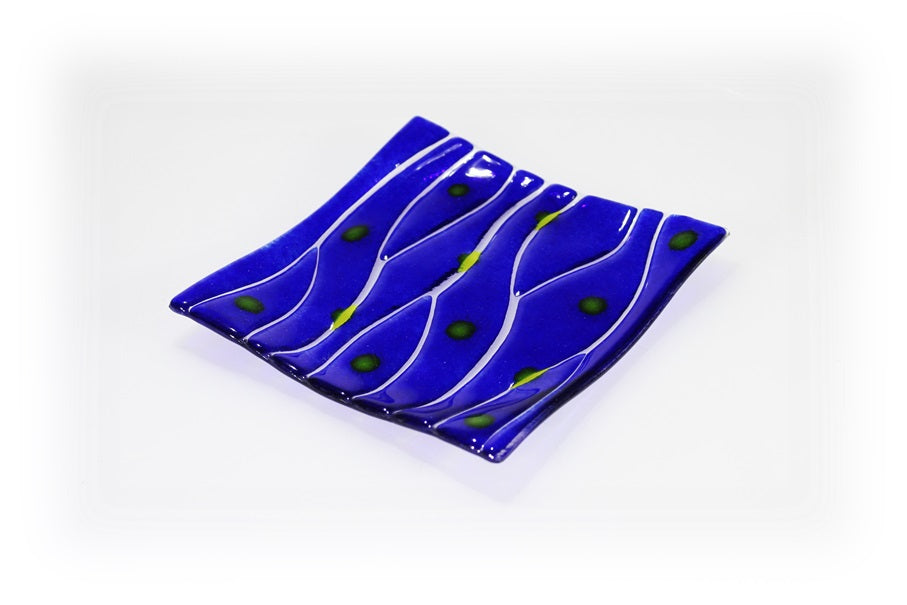 Skleněná dekorativní miska OPTISCH 15x15cm - modrá