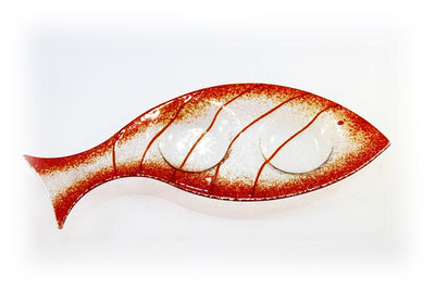 Skleněný svícínek rybička - FISH - červená