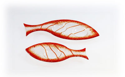 Skleněný svícínek rybička - FISH - červená