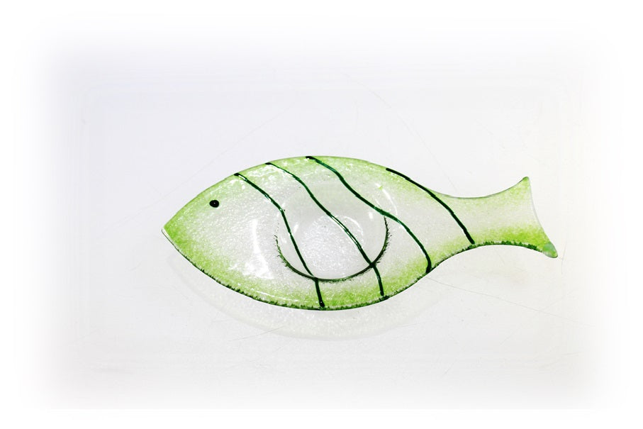 Skleněný svícínek rybička - FISH - zelená