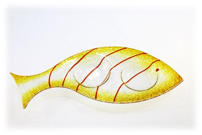 Skleněný svícínek rybička - FISH - ambrová