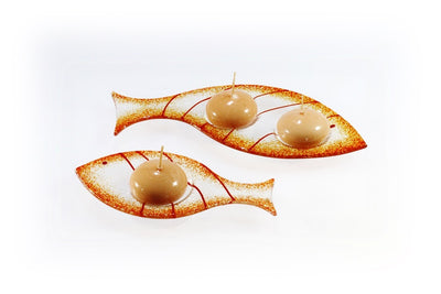 Skleněný svícínek rybička - FISH - oranžová