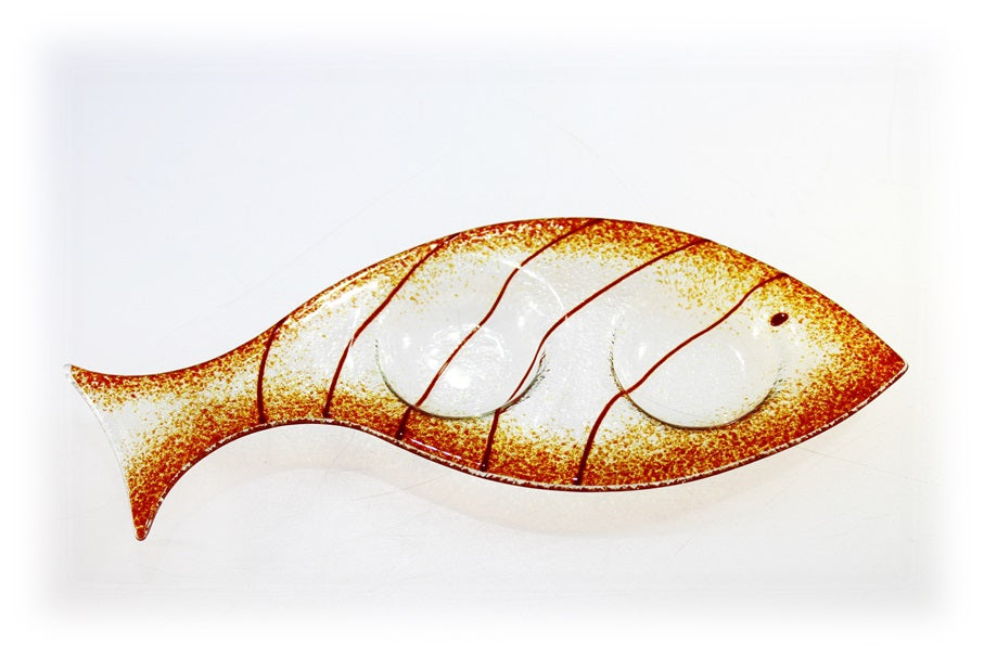 Skleněný svícínek rybička - FISH - oranžová