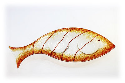 Skleněný svícínek rybička - FISH - oranžová