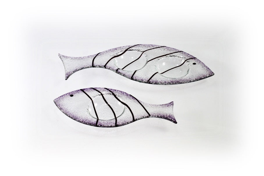 Skleněný svícínek rybička - FISH - fialová