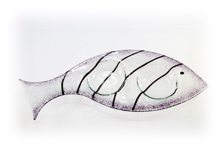 Skleněný svícínek rybička - FISH - fialová