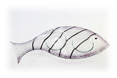 Skleněný svícínek rybička - FISH - fialová