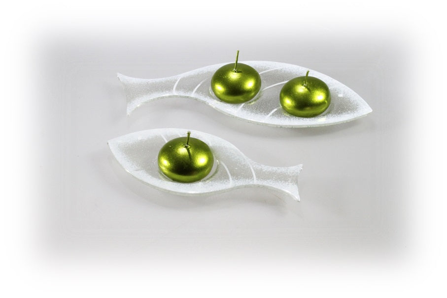 Skleněný svícínek rybička - FISH - bílá