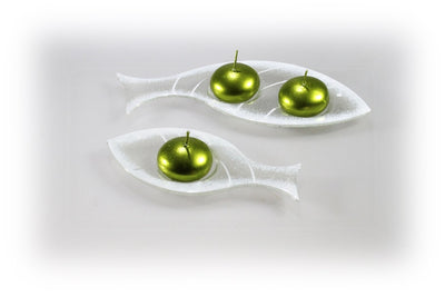 Skleněný svícínek rybička - FISH - bílá
