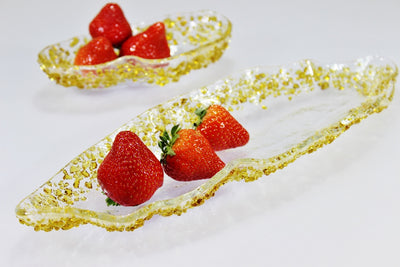 Skleněná oválná mísa SPRINKLES ambrová - 37x12cm