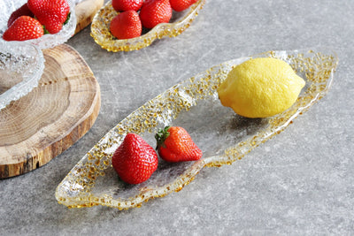 Skleněná oválná mísa SPRINKLES ambrová - 37x12cm