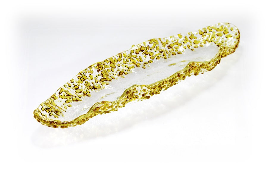 Skleněná oválná mísa SPRINKLES ambrová - 37x12cm