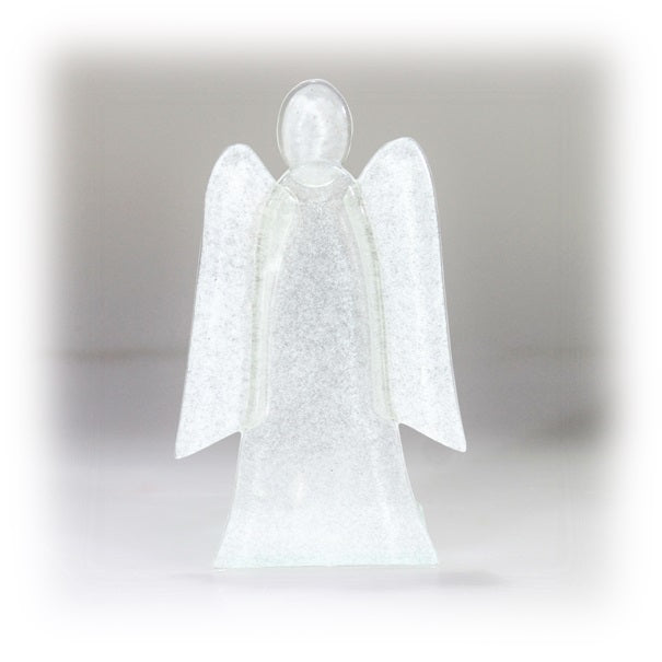Skleněný svícen anděl 14cm - bílý