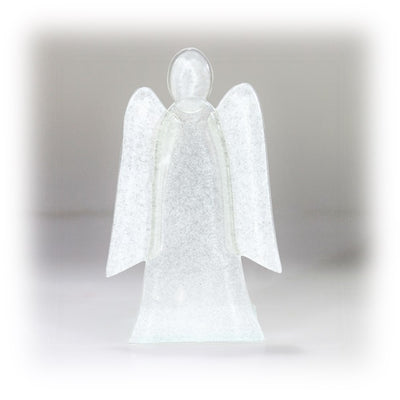Skleněný svícen anděl 14cm - bílý