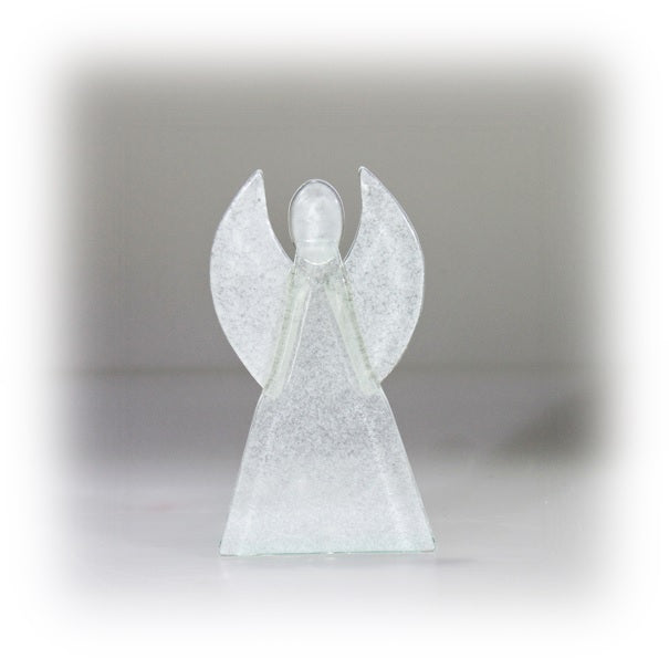 Skleněný svícen anděl 12cm - bílý