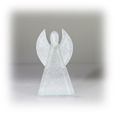 Skleněný svícen anděl 12cm - bílý