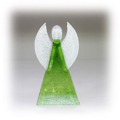 Skleněný svícen anděl 12cm - zelený