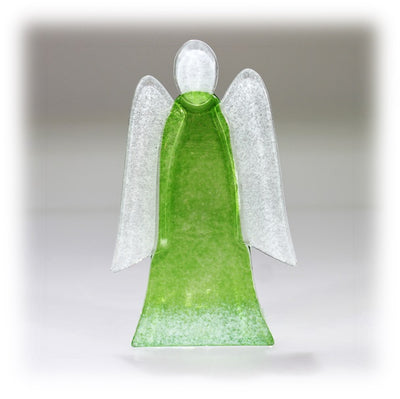 Skleněný svícen anděl 14cm - zelený