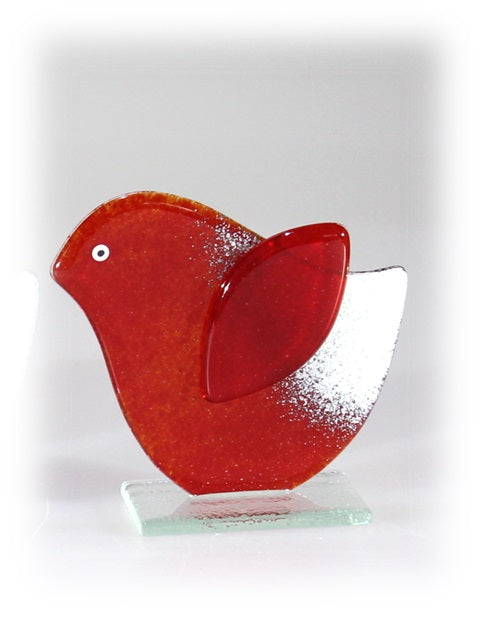 Skleněná figurka ptáček - červený