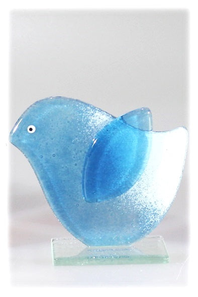 Skleněná figurka ptáček - tyrkysový
