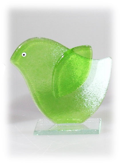 Skleněná figurka ptáček - zelený