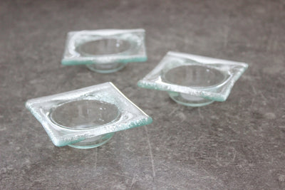 Sada 3ks skleněných svícnů 8x8cm - čiré, hluboké