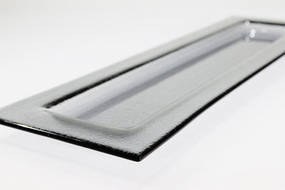 Skleněný servírovací tác šedý 53x16cm