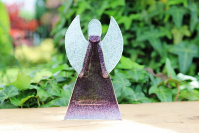 Skleněný svícen anděl 12cm - fialový
