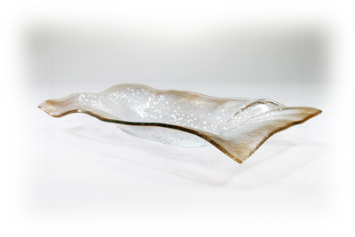 Skleněná lehaná mísa VALENCE béžová 42x22cm