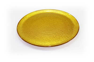 Skleněný dortový tác, zlatý - prům. 32cm