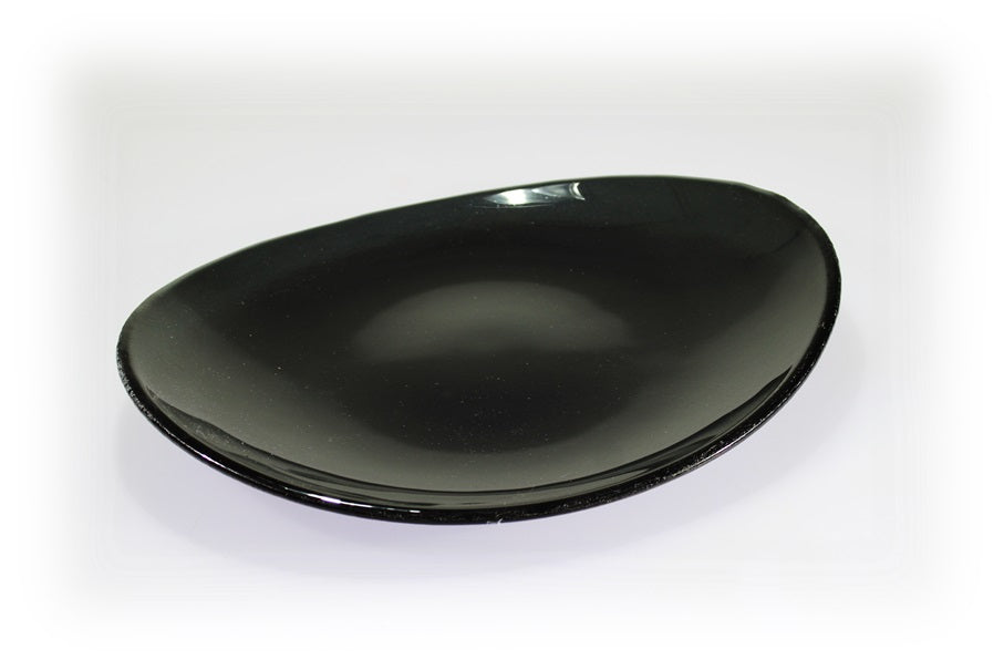 Skleněný oválný talíř OVAL ELLA tmavě šedý
