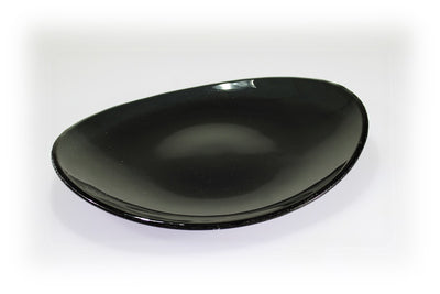 Skleněný oválný talíř OVAL ELLA tmavě šedý