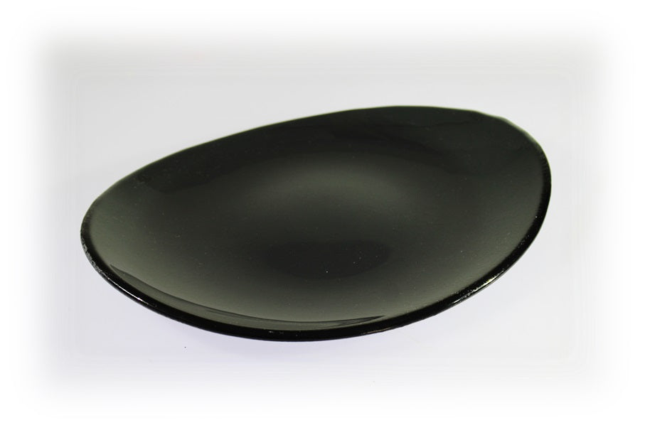 Skleněný oválný talíř OVAL ELLA tmavě šedý