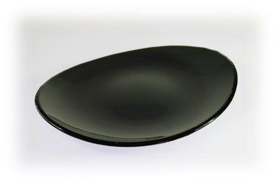 Skleněný oválný talíř OVAL ELLA tmavě šedý