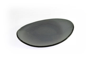 Skleněný oválný talíř OVAL ELLA tmavě šedý
