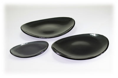 Skleněný oválný talíř OVAL ELLA tmavě šedý