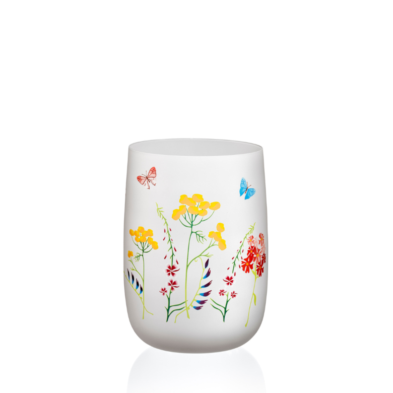 Bílá skleněná váza na květiny Crystalex Herbs