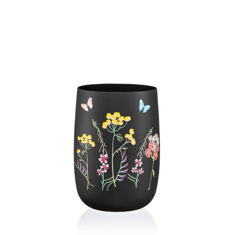Černá skleněná váza na květiny Crystalex Herbs