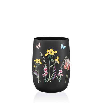 Černá skleněná váza na květiny Crystalex Herbs