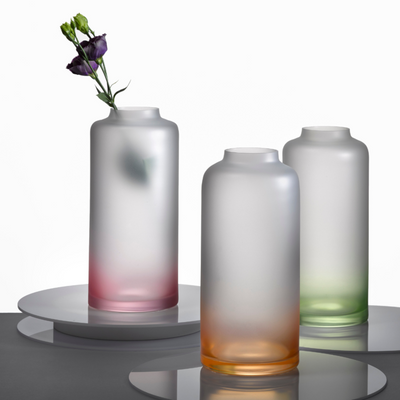 Růžová, zelená a oranžová skleněná váza na květiny Crystalex Rainbow Fresh 240 mm