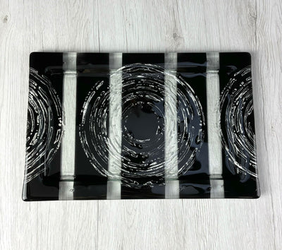 Skleněný tác obdelníkový - "Black-Silver" B23