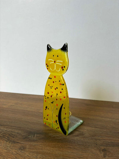 Skleněná figurka Kočka CA9 žlutá