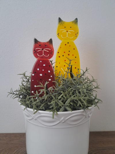 Skleněná figurka Kočka - zápich set CA12