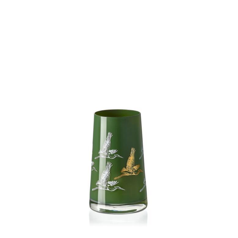 Zelená skleněná váza na květiny Crystalex Herons 120 mm