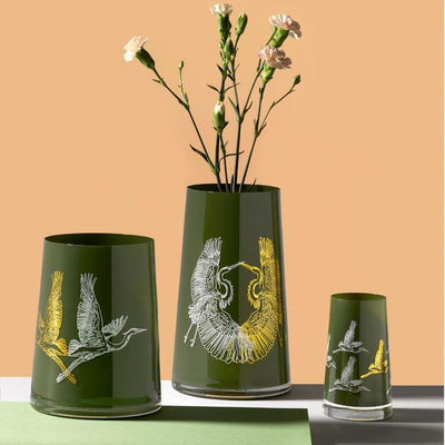 Zelené skleněné vázy na květiny Crystalex Herons