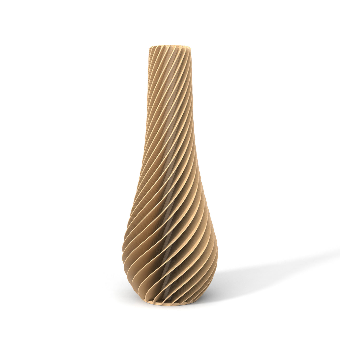 Béžová designová váza 3D print SPIRAL 2 zepředu