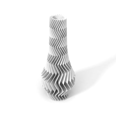 Bílá designová váza 3D print ZIG ZAG 2
