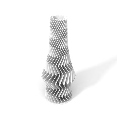 Bílá designová váza 3D print ZIG ZAG 3